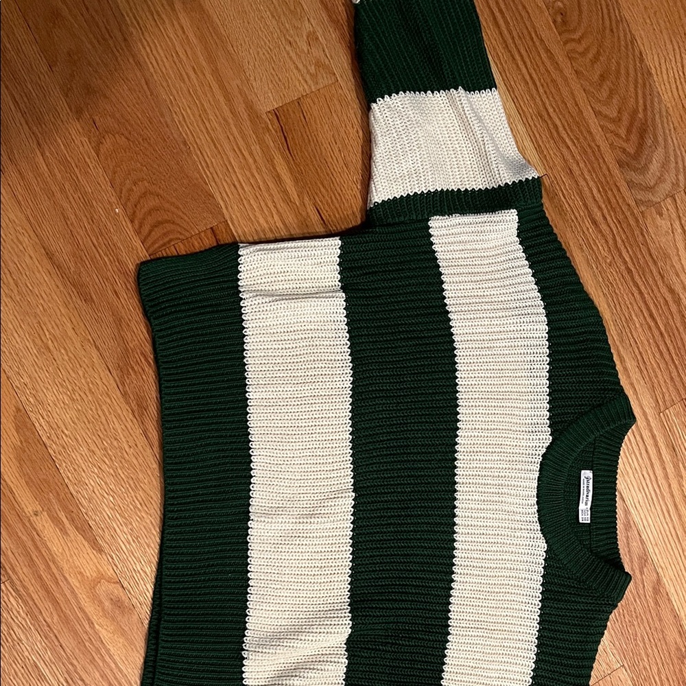 Striped Forest Green and Cream Sweater